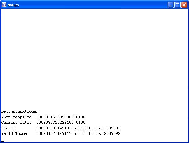 Datumsfunktion: Ausgabe von datum.cob