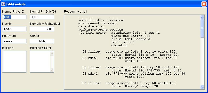 Edit-Controls mit Acc-Cobol