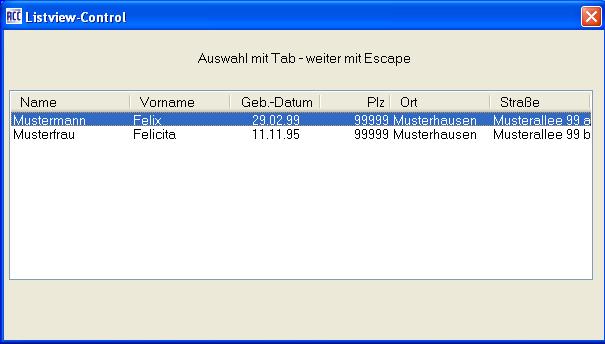 Listview mit Acc-Cobol